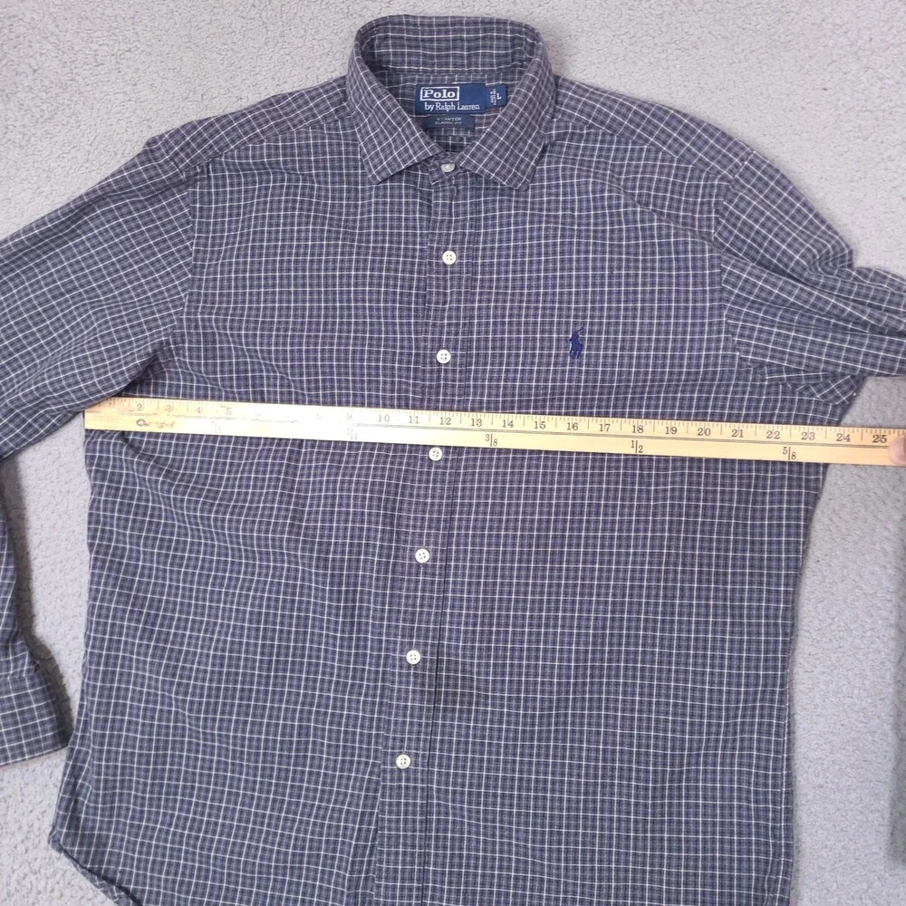 Vintage Polo Ralph Lauren Shirt‎ Mens Large Blue Plaid Stanton Classic Fit *Read